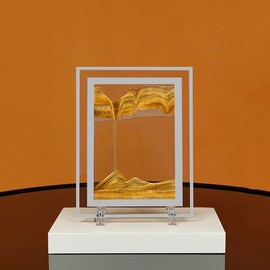 WANLIAN Moving Sand Art Picture, Dynamic Sand Picture, Golden Desktop Sand Art for Home Decoration and Office, Large, 9x7 Inch