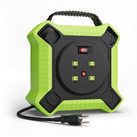 MutecPower 35 FT Retractable Extension Cord Reel Heavy Duty 14AWG/3C SJTW Power Cord Reel with 4 Electrical outlets for Garage and Shop, 10 Amp Circuit Breaker ETL Listed