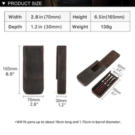 Contacts Genuine Leather Pen Case, Vintage Pen Holder, Pen Protective Case for Travel, Elegant Desk Accessories Pounch, Pencil Organizer Box, coffee1-3, vintage