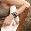 Emibele Layered Leather Bracelet, Bohemian Style Multilayer Bracelet with Cubic