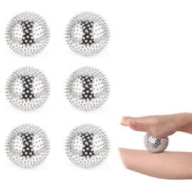 DmDoyy Magnetic Massage Balls, 1.25 Inch with Nubs, Spike Ball, Ultimate Muscle Relaxation, Self Massage, Pack of 6, Silver