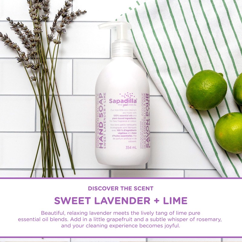 Sapadilla Liquid Hand Soap - Sweet Lavender + Lime -