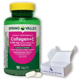 Spring Valley Collagen+Vitamin C- for Hair/Skin/Nail 2500mg, 90 Tablets, Boxed by Fusion Shop Store
