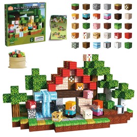Magnetic Blocks 100 PCS Build Mine Forest Farm Set, Magnetic Tiles Building Blocks Toddler Toys STEM Sensory Outdoor Toys for 3+ Year Old Boys & Girls, Creative Kids Games Kids Toys