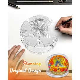 CHURYUML 1 Year Sobriety Coin - One Year Sober Chip with Autumn Windmill Design, Non-Religious AA Coins Recovery Medallions Affirmation Token Sobriety Gifts for Women & Men Celebrating Milestones