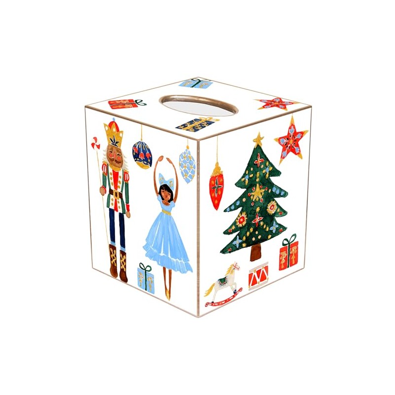 Black Christmas Nutcracker Suite Paper Mache Tissue Box Cover