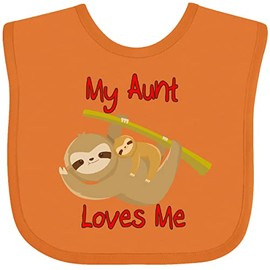inktastic My Aunt Loves Me Sloth Baby Bib Orange 2901f