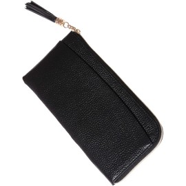BLUE SINCERE SW3 Women's Genuine Leather L-Shaped Long Wallet, RFID Skimming, YKK L-Shaped Zipper, Tassel Included, Wallet, Bill Purse, Coin Purse Included, royal black
