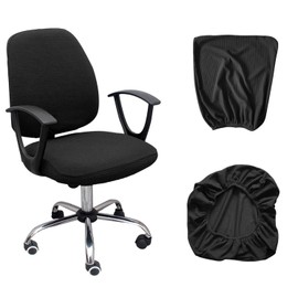 PFLYPF 2 Piece Black Seat Cover, Including 1 Cushion and 1 Backrest, Polar Fleece Corn Plaid Split Chair Cover, Office Home Computer Chair Cover, Elastic Seat Cover for Office Chairs
