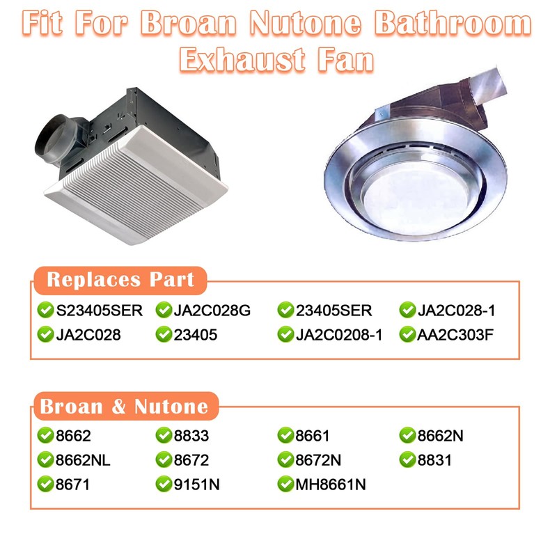 Hiorucet JA2C028G Bathroom Exhaust Fan Motor Replacement for Broan Nutone