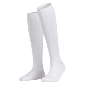 FALKE Women's Family Knee-High Socks, Cotton, Ladies Thin Long Sock Plain For All Seasons Work Or Casual Looks, White (White 2009), 39-42 (US 6.5-9), 1 Pair