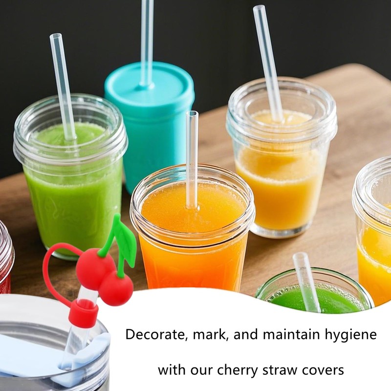 4 PCS Cherry Straw Topper Universal Cherry Straw Covers Silicone