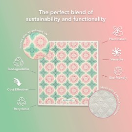 The Asli Co. ECOKLOTH Multipurpose Eco Friendly Dishcloth for Kitchen, households, 3in1 Pack, Reusable & Absorbent Cellulose & Cotton Fiber Sponge, Replace Paper Towels, Dish Rags, Biodegradable