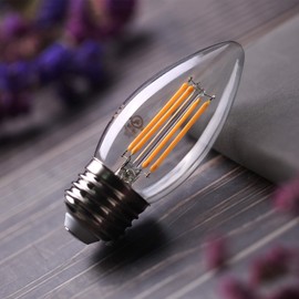 BORT B11 Chandelier led Light Bulbs, Dimmable 4W Equivalent to 40W LED Candelabra Bulbs, 2700K Warm White, E26 Standard Base LED Bulbs, Torpedo Top (B11-6 Pack)