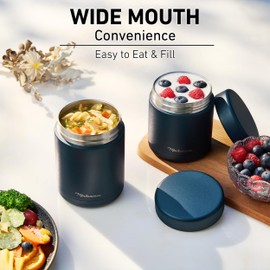 Modaniam Stainless steel Insulated Food Jars set (16Oz + 12 OZ) wide mouth, Insulated Lunch Containers,Thermal Insulated food container, Hot Food Lunch Container, Hot Lunch Box - Midnight Navy
