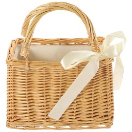 Cabilock Willow Carpenter Hand Woven Storage Basket - Light Brown Harvest Basket for Fruits Flowers and Home Decor Multi-Functional Wicker Tote