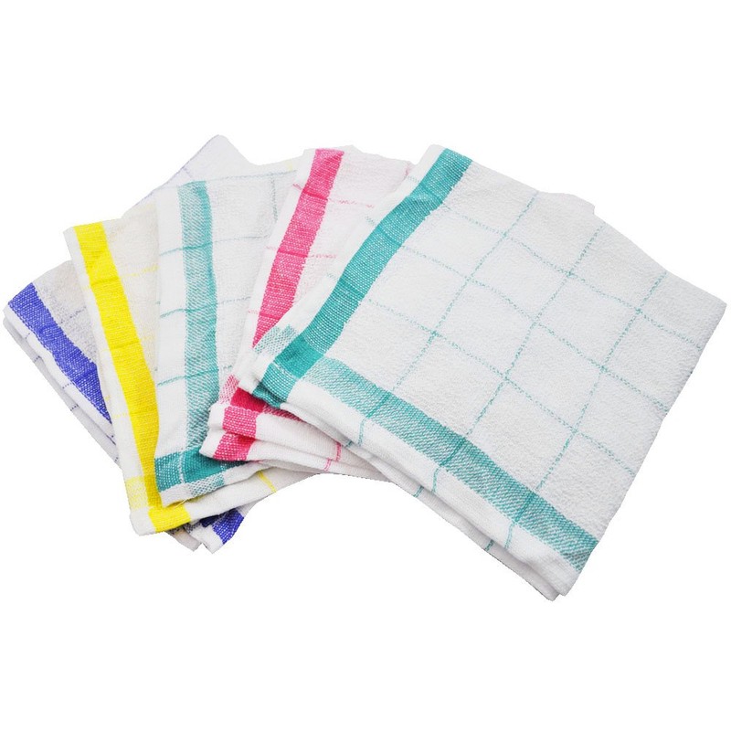 ZB-5123 Cotton Dish Towels, Lattice, Pack of 5, 13.4 x