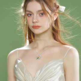 Parrot Necklaces 925 Sterling Silver Cute Heart Bird Pendant Dainty Animal Necklace Jewelry for Women Mom Friend Birthday Anniversary Christmas I Love You Forever