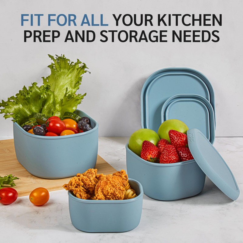 ISSEVE 6Pcs/Set Nesting Silicone Food Storage Containers with Lids, BPA