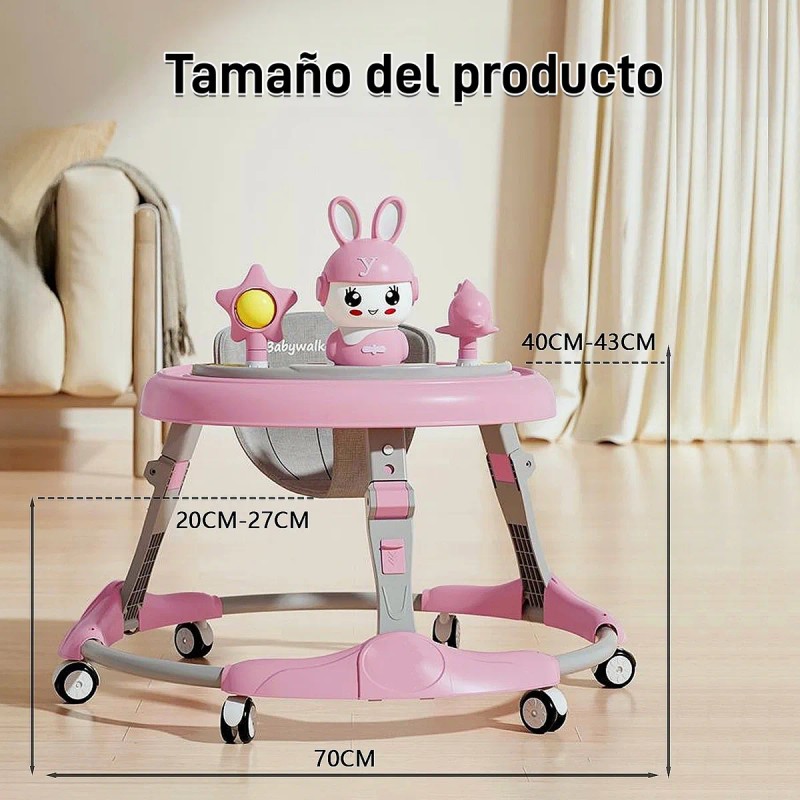 Caminador Bebé:plegable Compacto, Música, Ajustable, Seguro