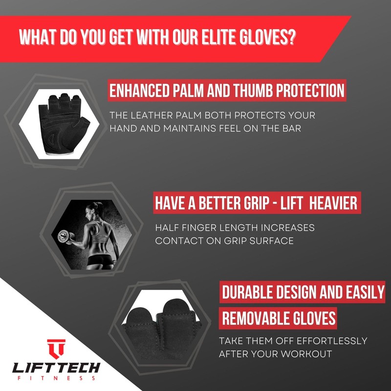 Lift Tech Fitness Women Women's Elite Gloves - Black, Small