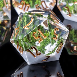 KERWELLSI Mountain Forest Resin DND Dice Set D&D with Gift Box, 7Pcs Natural Sharp Edge Dungeons and Dragons Polyhedral & RPG Dice, D and D Dice Role Playing Game D20 D12 D10 D8 D6 D4 Dice