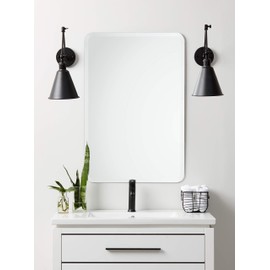 Better Bevel 24" x 36" Frameless Rounded Corner Rectangle Mirror | 1" Beveled Edge | Bathroom Wall Mirror