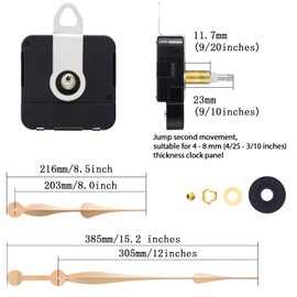 Hicarer Clock Mechanism Replacement High Torque Quartz Clock Movement with 12 Inch Long Spade Hands for DIY Clock