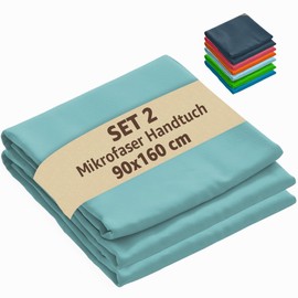 SoNiT home decor - Mikrofasertuch - Strandtuch ultraleicht - schnell trocknend - ideal für Strand, Sport und Reisen - 90 x 160 cm - (2 Stück Wassergrün, 90 x 160 cm)