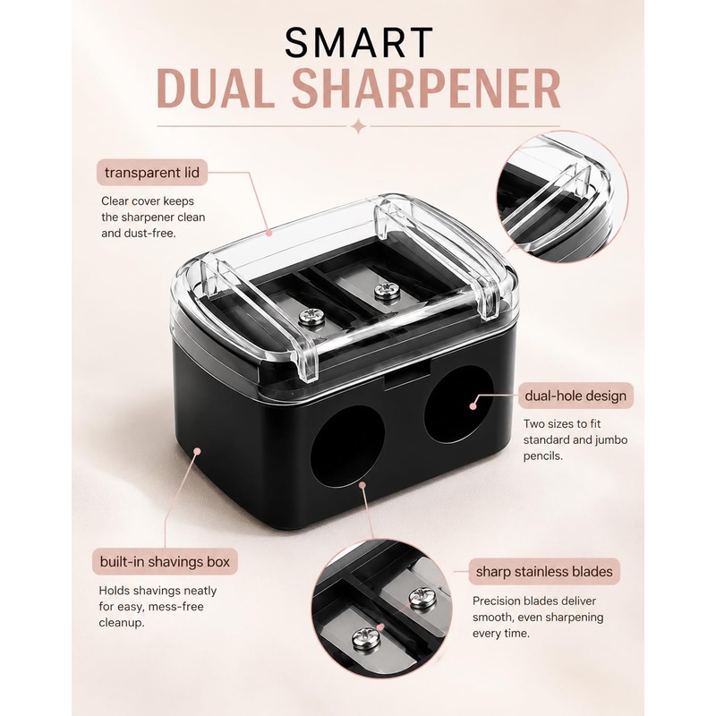 YIPFEN Pack of 2 Makeup Sharpener, Universal Pencil Sharpener for