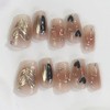 Pure Handmade Nails Press on Nail Reusable Fake Nails Golden&Brown