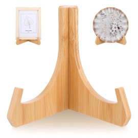 YBEATY Bamboo Picture Frame Holder Wooden Plate Stands for Display 7 inches Tabletop Easels Frame Folding Display Stand Tabletop Art Holder Book Dish Decorative for Platter Dish Book Photo Plaque