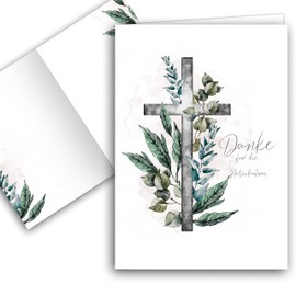 10 Thank You Cards Mourning with Envelope Thank You Card Folding Cards Sympathy Cards Thank You Card Condolence Cards Thank You Funeral Condolence Card Stylish Cross Watercolour Delicate