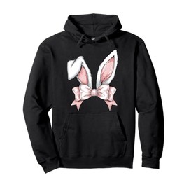 Women Cute Coquette Bow Bunny Ears Aesthetic Rabbit Easter Pullover Hoodie