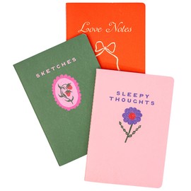 ban.do Rough Draft Notebook Journal Set of 3, Soft Cover Stitch Notebooks with 32 Lined Pages Each, Love Notes
