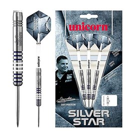 Unicorn Darts Men's Silver Star 80 Percent Tungsten, Gary Anderson Darts, Silver, 27 G