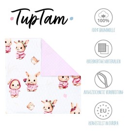 TupTam Children's Decorative Patterned Cushion Cover with Envelope Closure, Set of 2, Colour: Rabbit/Pink/Dots, Size: 50 x 50 cm