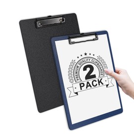 Clipboards - A4 - Plastic - 2 Pack, Offshifter Writing Clipboard with Heavy Duty Clips, Sturdy and Portable, Multi-Pack of Clipboards to Enhance The Writing Experience (Black and Navy Blue)