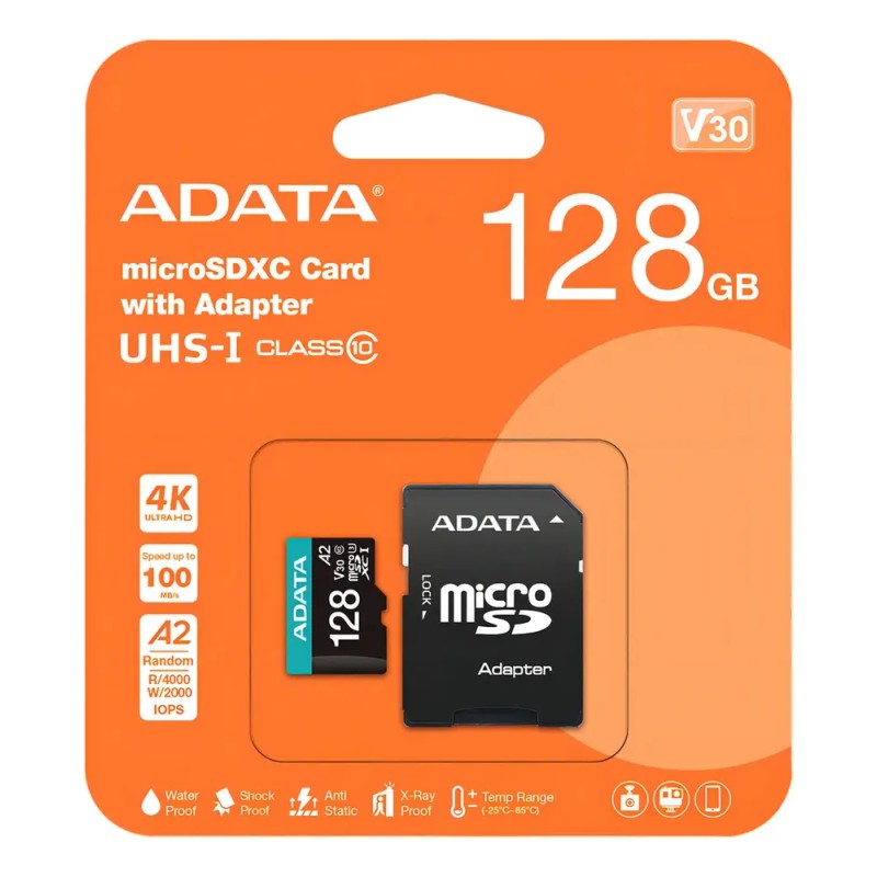 Memoria Micro Sdxc 128gb Adata Clase 10 V30 Ultra Juegos