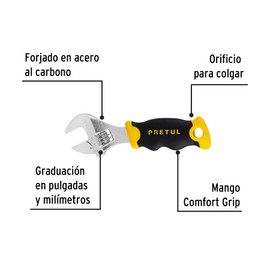 Pretul PECO-5P, Llave ajustable (perico corto) 5" cromada con grip