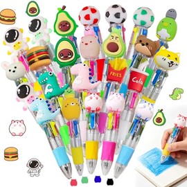 Pack of 24 4 in 1 Ballpoint Pen Gift Set, Mini Retractable Ballpoint Pens, Funny Kawaii Pens for Birthday Party Bags, Price Lessons, School Supplies, Office
