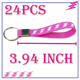 CupaPlay 24PCS Lightning Bolt Rubber Keychains - Suitable for Pink Lightning Weather Themed Party Favors Supplies Decorations Birthday Silicone Key chains