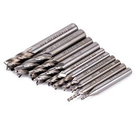 WYJREES 10pcs 4 Flute End Mill Drill Bit Cutter End HSS-Al Carbide End Mill CNC Bits CNC End Milling Tools 2-10mm