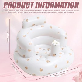 LEKEFETO Inflatable Baby Seat for Babies from 3 Months, Infant Back Support Sofa with Built-in Air Pump, Portable Inflatable Baby Chair, Floor Seat for Toddlers, Learning to Sit