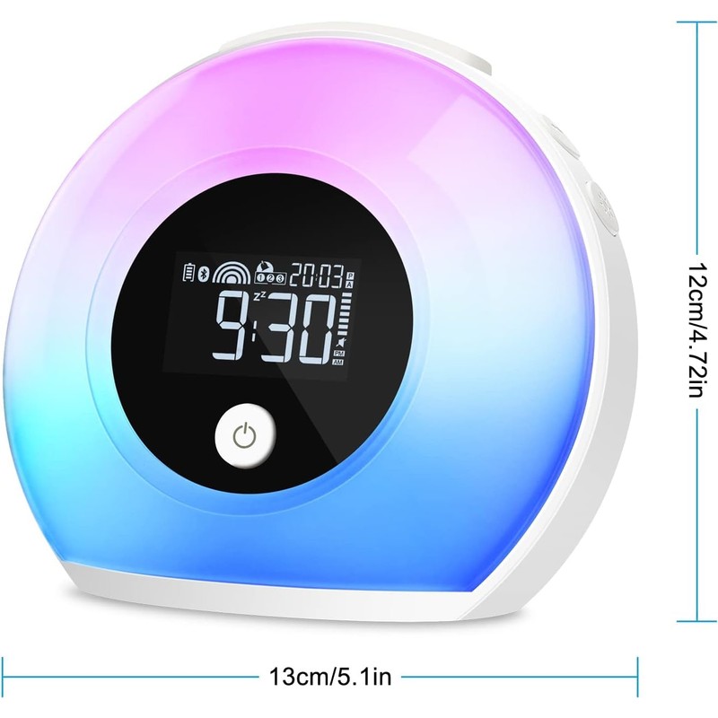 QingHong Kids Wake Up Light Alarm Clock with Bluetooth Speaker,