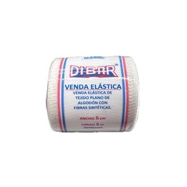 DIBAR Venda Elástica de Tejido Plano de Algodón, 5 cm x 5 m, Paquete con 8 Piezas, Blanco