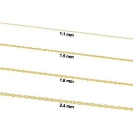 Kooljewelry Yellow Gold Plated Sterling Silver Rope Chain Pendant Necklace (1.1 mm, 16 inch)