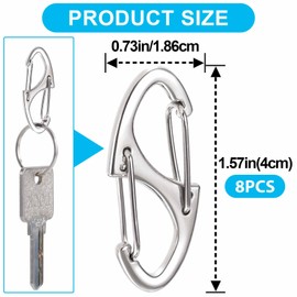 CustomyLife 8pcs Zipper Anti Theft Locks, S Dual Opening Spring Clip for Backpacks, Zinc Alloy Zipper Pller Replacement for Camping Hiking Fishing Traveling- Silver