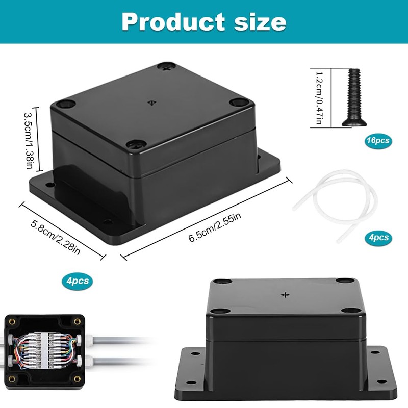 4PCS Project Box with Fixed Ear, Junction Boxes IP65 Waterproof,