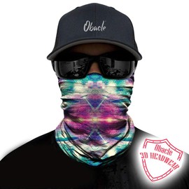 Obacle Seamless Bandana for Rave Face Mask Dust Wind Sun Protection Neck Gaiter Tube Mask Headwear Bandana for Women Men Festival Party Motorcycle Riding Outdoor (Starry Sky Pink Green Blue)